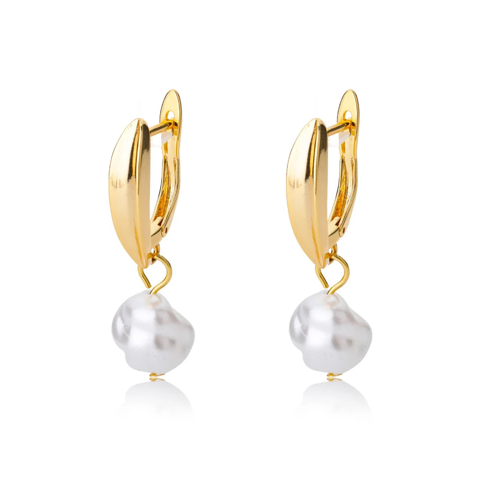 Irregular Pearl Earrings For Women Stainless Steel Round Pearl Circle Ear Clip Earring Women Jewelry Gift Mujer Accessories