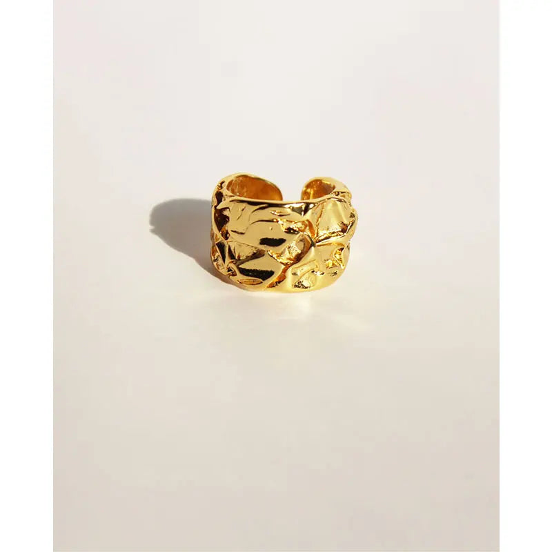 Brass With 18 K Gold Vintage Style Plicated Statement Rings Women Jewlery Designer T Show Club Cocktail Party Rare Japan Korean