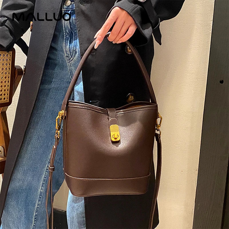 Women's Genuine Cow Leather Shoulder Bags Ladies Fashion Versatile Designer Luxury Crossbody Bag Female Bucket Handbags for lady