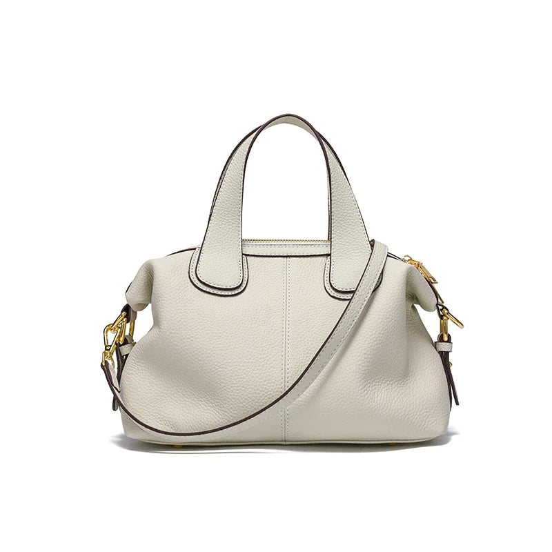 Middle aged Women's Natural Cow Leather Shoulder Bag Female Casual Cowhide Crossbody Bags Ladies Retro Large Capacity Handbags