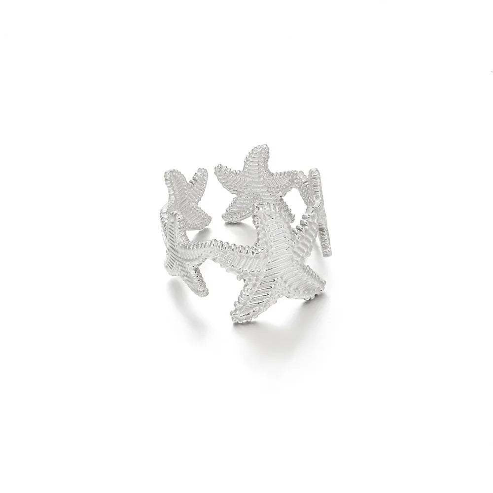 Stainless Steel Starfish Open Rings For Women Gold Color Geometric Adjustable Ring Wedding Party Fashion Jewerly Gift anillos