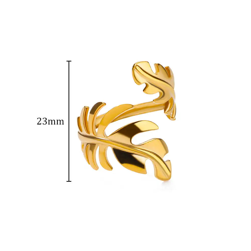 Irregular Geometric Glossy Stainless Steel Open Rings For Women Minimalist Gold Color Adjustable Wedding Ring Female Jewelry