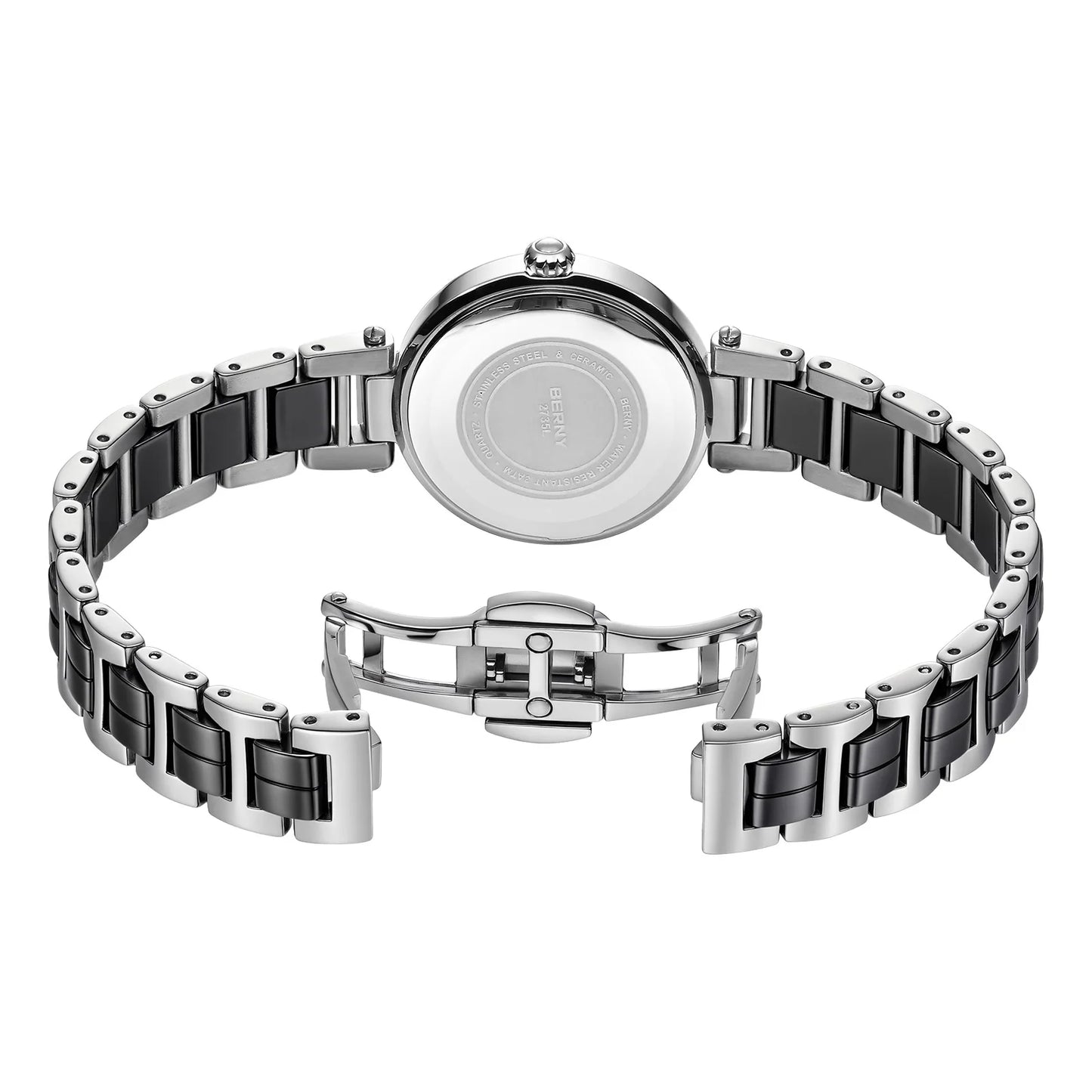 Elegant Ceramic Quartz Wristwatch, High-Quality Casual Fashion Timepiece for Ladies