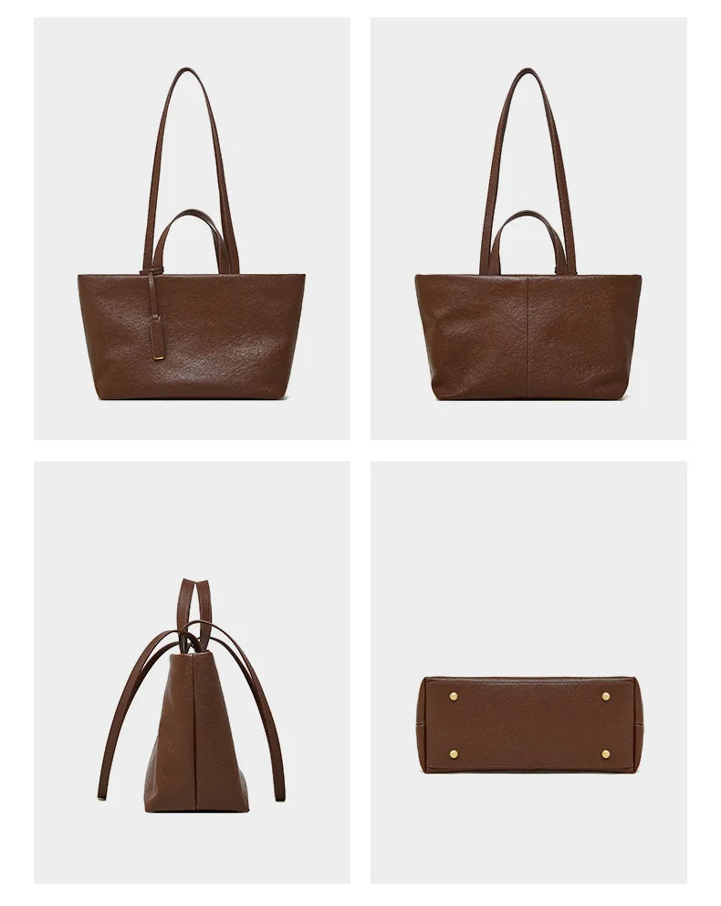 2025 Fashion Retro Underarm Female Bag Soft Oil Wax Leather Shoulder Bag Large Capacity Genuine Leather Commuter Tote bag Woman