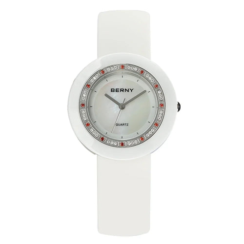 BERNY Women's Bracelet Watches Diamond Ceramics Watch Luxury Wristwatch Quartz Watch Waterproof Ultra Light weight Women Watch