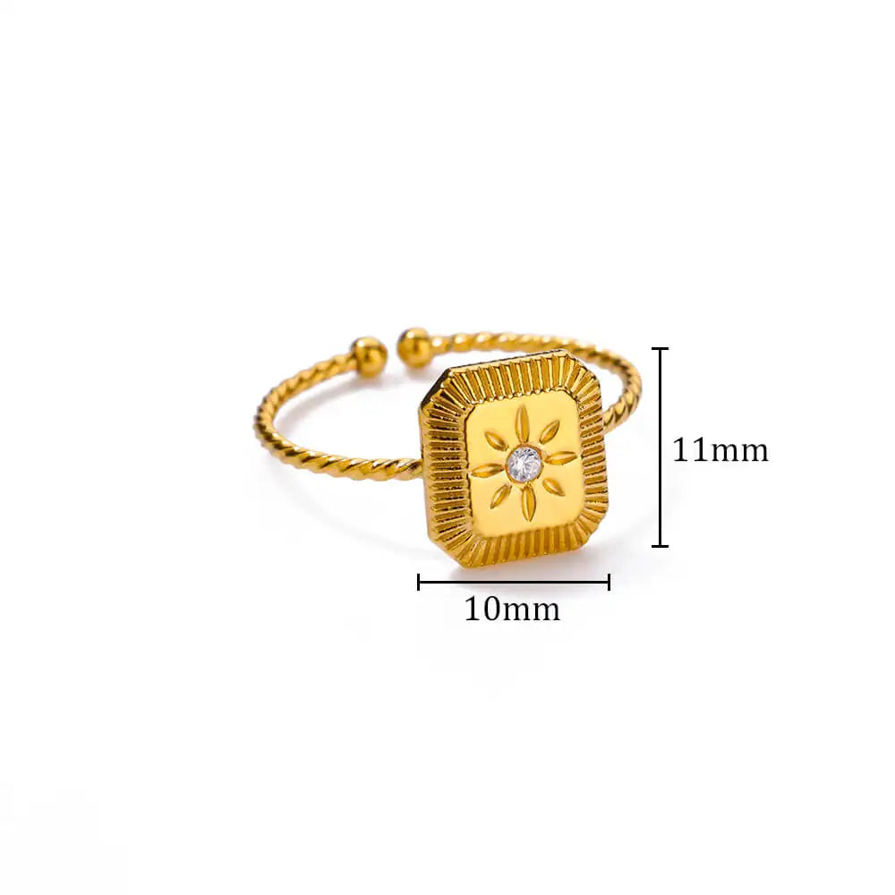 Irregular Geometric Glossy Stainless Steel Open Rings For Women Minimalist Gold Color Adjustable Wedding Ring Female Jewelry