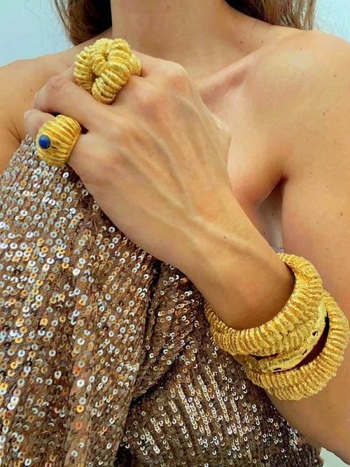 Brass Chunky Twist Natural Turquoise Rings Women Jewelry Punk Designer Club Cocktail Party Boho Japan Korean