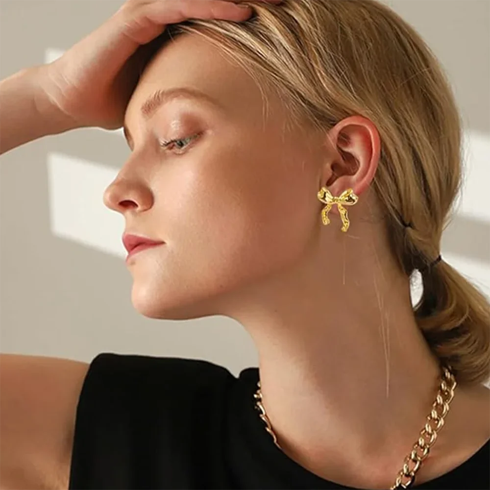 Elegant Gold Plated Stainless Steel Stud Jewelry, Christmas Gift