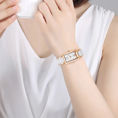 BERNY Women's Watches Calendar Date Elegant Classic Rectangle Ceramics Quartz Ladies Watch Luxury TANK Fashion Women Wristwatch