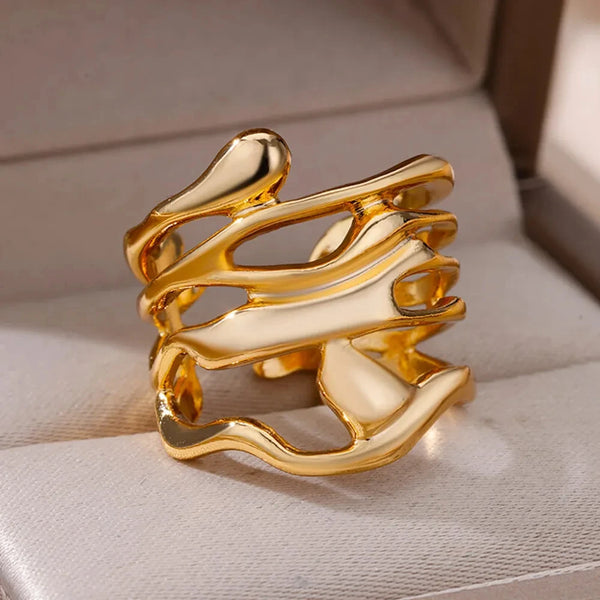 Elegant Gold Stainless Steel Rings