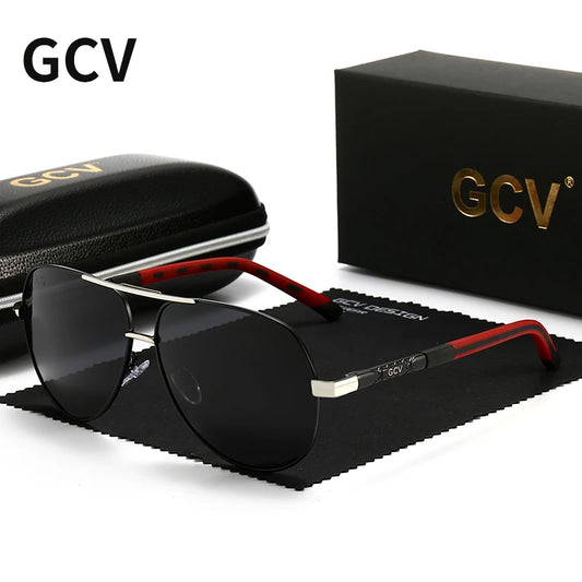 GCV Men Vintage Aluminum Polarized Sunglasses Classic Brand Sun glasses Coating Lens Driving Eyewear For Men/Women Enhanced TAC