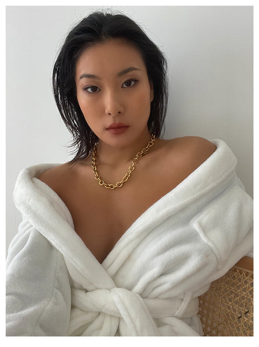 Titanium With 18K Gold Statement O Shap Chains Necklaces  Women Stainless Steel Jewelry Punk Party Designer Club Ins Rare