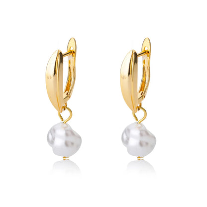 Irregular Pearl Earrings For Women Stainless Steel Round Pearl Circle Ear Clip Earring Women Jewelry Gift Mujer Accessories