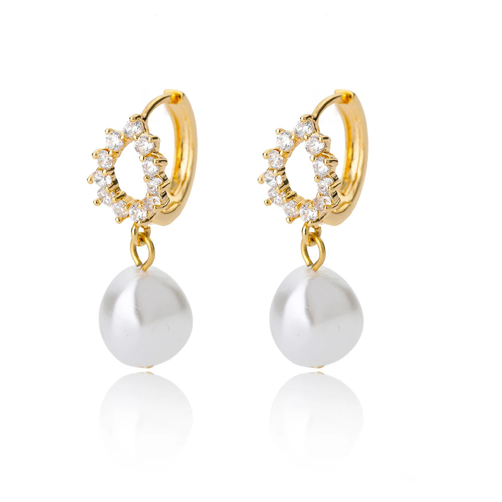 Irregular Pearl Earrings For Women Stainless Steel Round Pearl Circle Ear Clip Earring Women Jewelry Gift Mujer Accessories