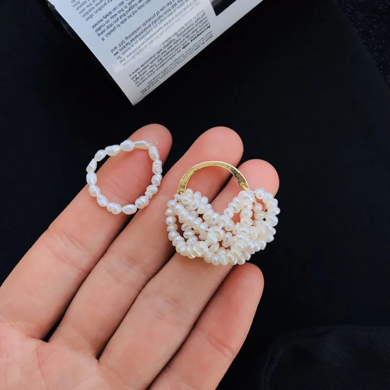 Stuning Titanium Real Pearl Stackable Rings Women Jewelry Designer Cocktail  Party Gown Amazing Gift Trendy Boho Korean Japan