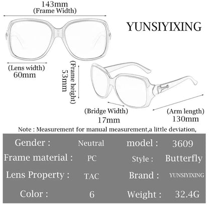 YUNSIYIXING Polarizerd Women's Sunglasses Butterfly Design Fashion Sun Glasses Women Luxury Driving Eyewear Oculos De Sol 3609