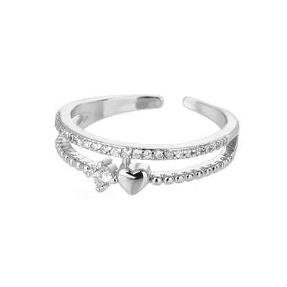 Zircon Heart Rings For Women Stainless Steel Gold Color  Double Heart Ring Wedding Engagement Jewelry Accessories Gift Bijoux