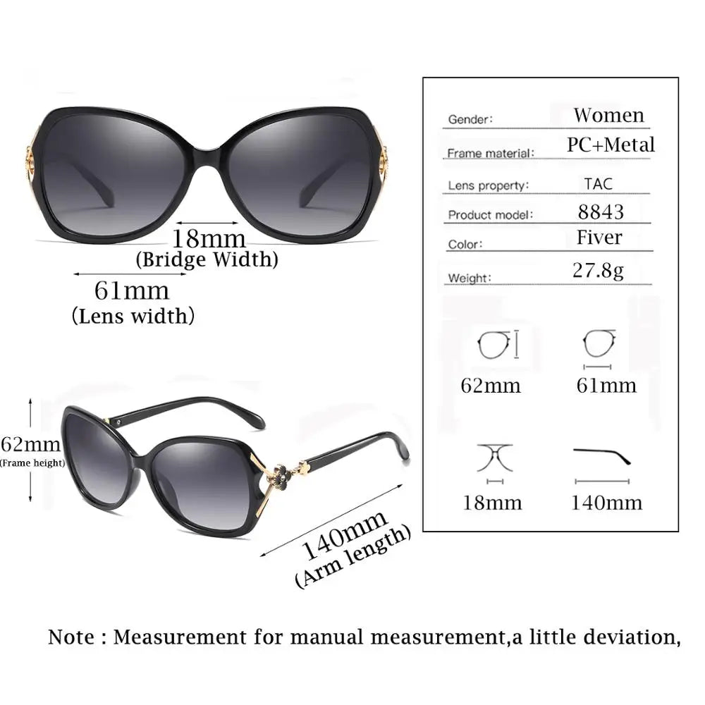 YUNSIYIXING Women Polarized Sunglasses Fashion Butterfly Sun Glasses For Women UV400 Luxury Ladies Anti-Glare 2023 Eyewear 8843