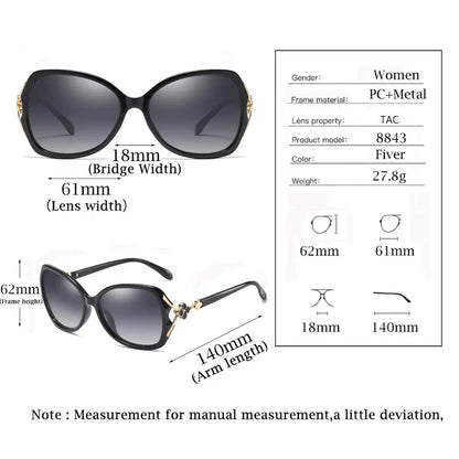 YUNSIYIXING Women Polarized Sunglasses Fashion Butterfly Sun Glasses For Women UV400 Luxury Ladies Anti-Glare 2023 Eyewear 8843