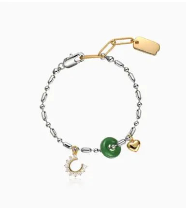 Brass With White Gold Heart  Pearl Jade Charm  Necklace Women Jewelry Party Designer T Show Runway INS