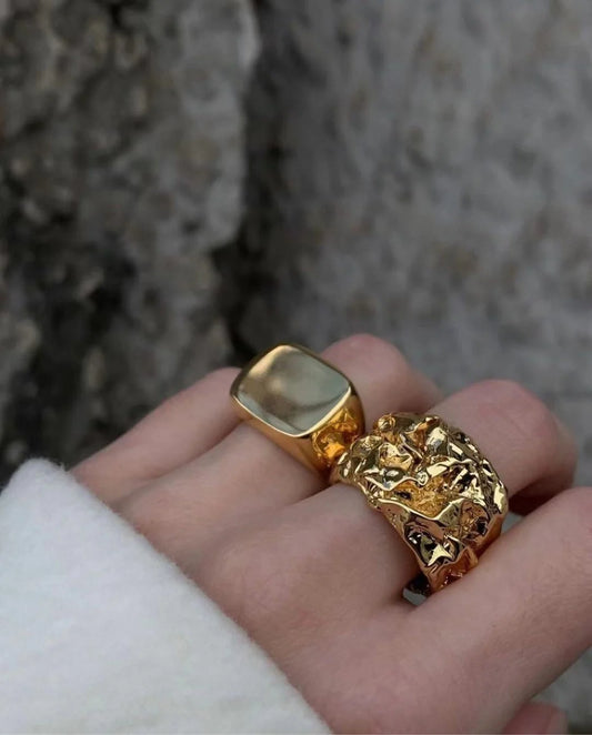 Brass With 18 K Gold Vintage Style Plicated Statement Rings Women Jewlery Designer T Show Club Cocktail Party Rare Japan Korean