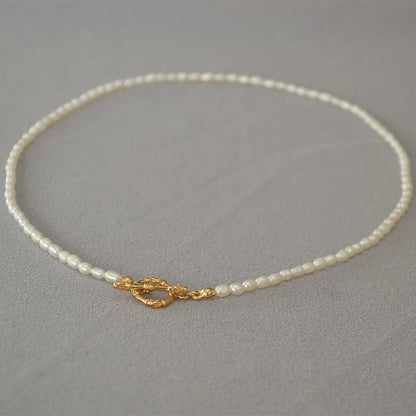 Brass With 18K Gold  Real Pearl OT Chain Necklaces Women  Jewelry Punk Party T Show Designer Club Ins Rare Japan Korean Trendy