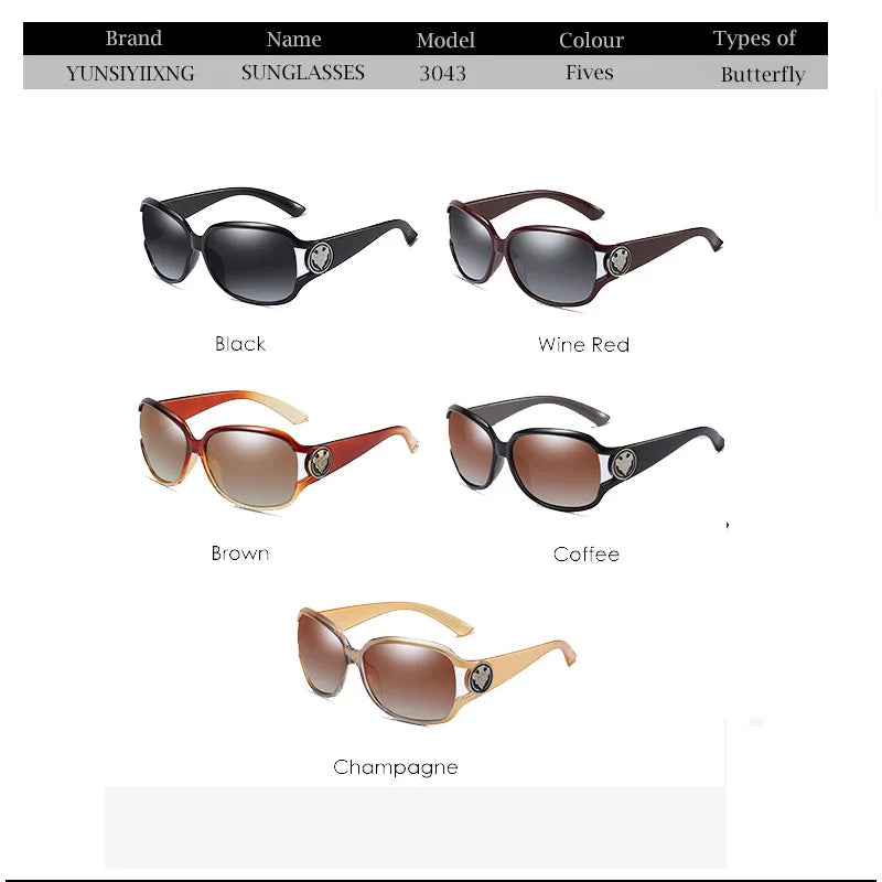 YUNSIYIXING Polarized Women's Sunglasses Butterfly Sunglasses For Women Classic Brand Designer Eyewear Fashion 2023 UV400