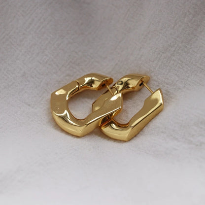 Brass With 18k Gold U Shape Statement Earrings Women Jewelry Party Boho T Show Gown Runway Rare Korean Japan Trendy INS
