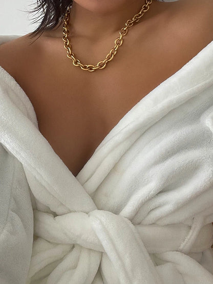 Titanium With 18K Gold Statement O Shap Chains Necklaces  Women Stainless Steel Jewelry Punk Party Designer Club Ins Rare