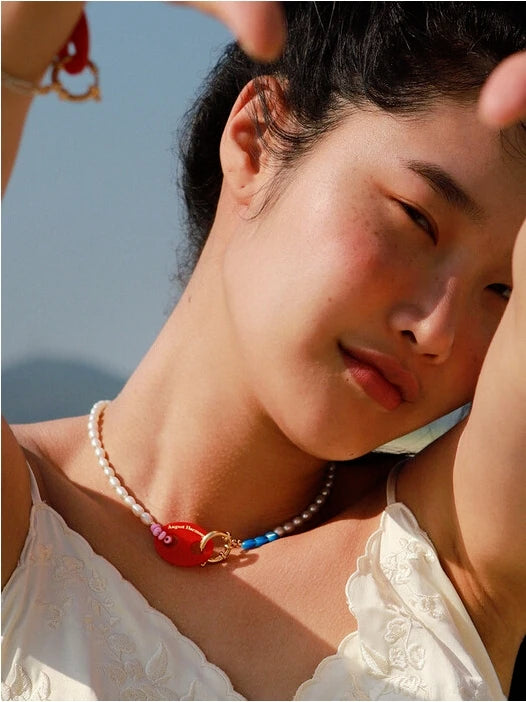 Real Natural Freshwater Pearl Beads Chker Necklaces Women  Jewelry Boho Punk Party T Show Designer Club Ins Rare Japan Korean