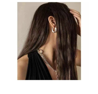 Brass With 18k Gold U Shape Statement Earrings Women Jewelry Party Boho T Show Gown Runway Rare Korean Japan Trendy INS