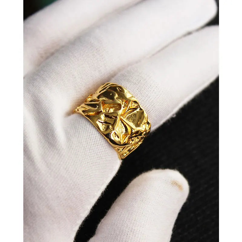Brass With 18 K Gold Vintage Style Plicated Statement Rings Women Jewlery Designer T Show Club Cocktail Party Rare Japan Korean