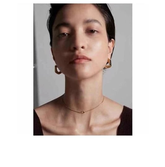 Brass With 18k Gold U Shape Statement Earrings Women Jewelry Party Boho T Show Gown Runway Rare Korean Japan Trendy INS