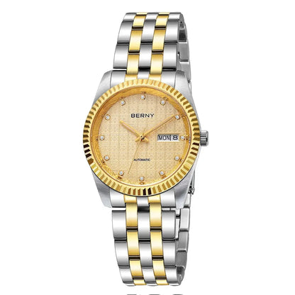 BERNY Mechanical Watch for Women Automatic Ladies Small Watches Chinese Style Happiness Wedding Sapphire Full Stainless steel