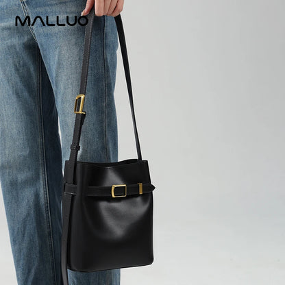 Cow Split Leather Bucket Bag Women Vintage messenger High Quality Simple Handbag Lady Shoulder Bag Luxury Female Crossbody Bags