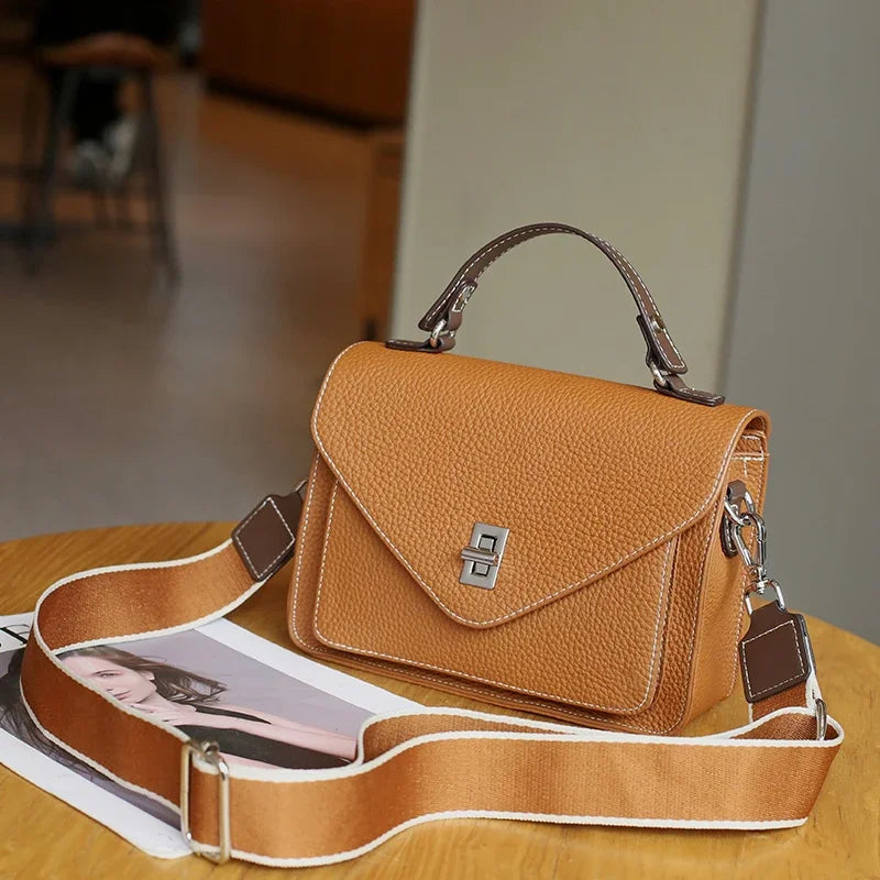 Women Natural Cow Genuine Leather Shoulder Bag Female Large Capacity Casual Crossbody Bag Lady Cowhide Fashion Commuting Handbag