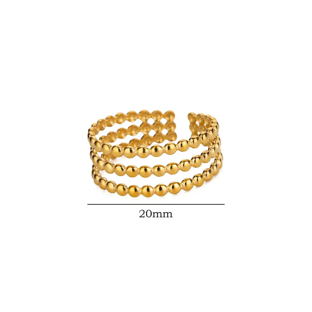 Stainless Steel Beads Design Rings For Women Gold Color Opening Ring Wedding Aesthetic Accessories Party Jewelry Gift BFF anillo