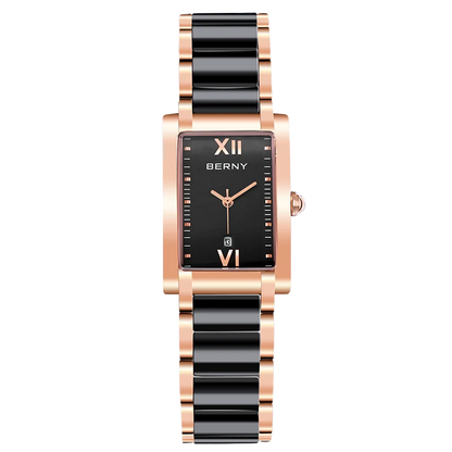 BERNY Women's Watches Calendar Date Elegant Classic Rectangle Ceramics Quartz Ladies Watch Luxury TANK Fashion Women Wristwatch