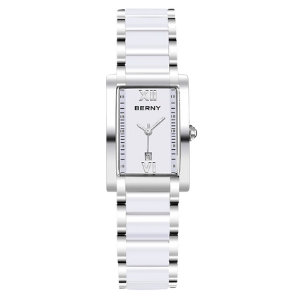 BERNY Women's Watches Calendar Date Elegant Classic Rectangle Ceramics Quartz Ladies Watch Luxury TANK Fashion Women Wristwatch
