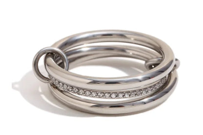 AAA Zircon Multi Color Link Chain Rings Women Jewlery Designer T Show Club Cocktail Party Rare Japan Korean INS