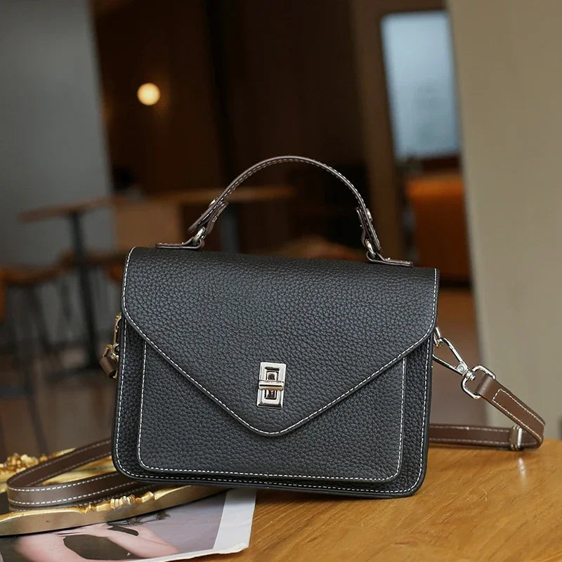 Women Natural Cow Genuine Leather Shoulder Bag Female Large Capacity Casual Crossbody Bag Lady Cowhide Fashion Commuting Handbag