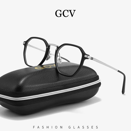GCV Brand Men's And Women's Universal Square Minimalist Design Fashionable New Acrylic Metal Glasses Frame Anti Blue Glasses
