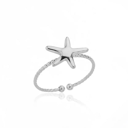 Stainless Steel Starfish Open Rings For Women Gold Color  Geometric Adjustable Ring Wedding Party Fashion Jewerly Gift anillos