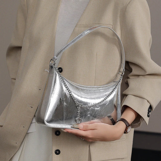 Women's Cow Leather Shoulder Bags Ladies Retro Fashion Cowhide Crossbody Bag Female High Quality Light Luxury Commute Handbags
