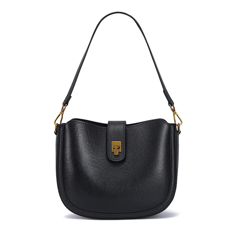 Women‘s Cowhide Genuine Leather Shoulder Bag Ladies Soft Natural Cow Leather Handbag Female Fashion Luxury Design Crossbody Bags