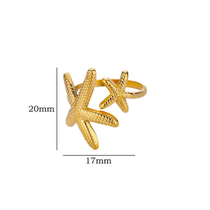 Stainless Steel Starfish Open Rings For Women Gold Color  Geometric Adjustable Ring Wedding Party Fashion Jewerly Gift anillos