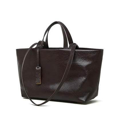 2025 Fashion Retro Underarm Female Bag Soft Oil Wax Leather  Shoulder Bag Large Capacity Genuine Leather Commuter Tote bag Woman