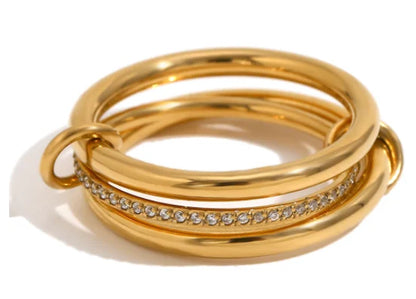 AAA Zircon Multi Color Link Chain Rings Women Jewlery Designer T Show Club Cocktail Party Rare Japan Korean INS