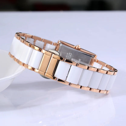 BERNY Women's Watches Calendar Date Elegant Classic Rectangle Ceramics Quartz Ladies Watch Luxury TANK Fashion Women Wristwatch