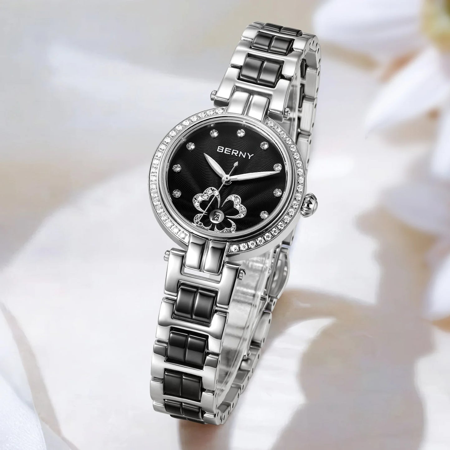 Elegant Ceramic Quartz Wristwatch, High-Quality Casual Fashion Timepiece for Ladies